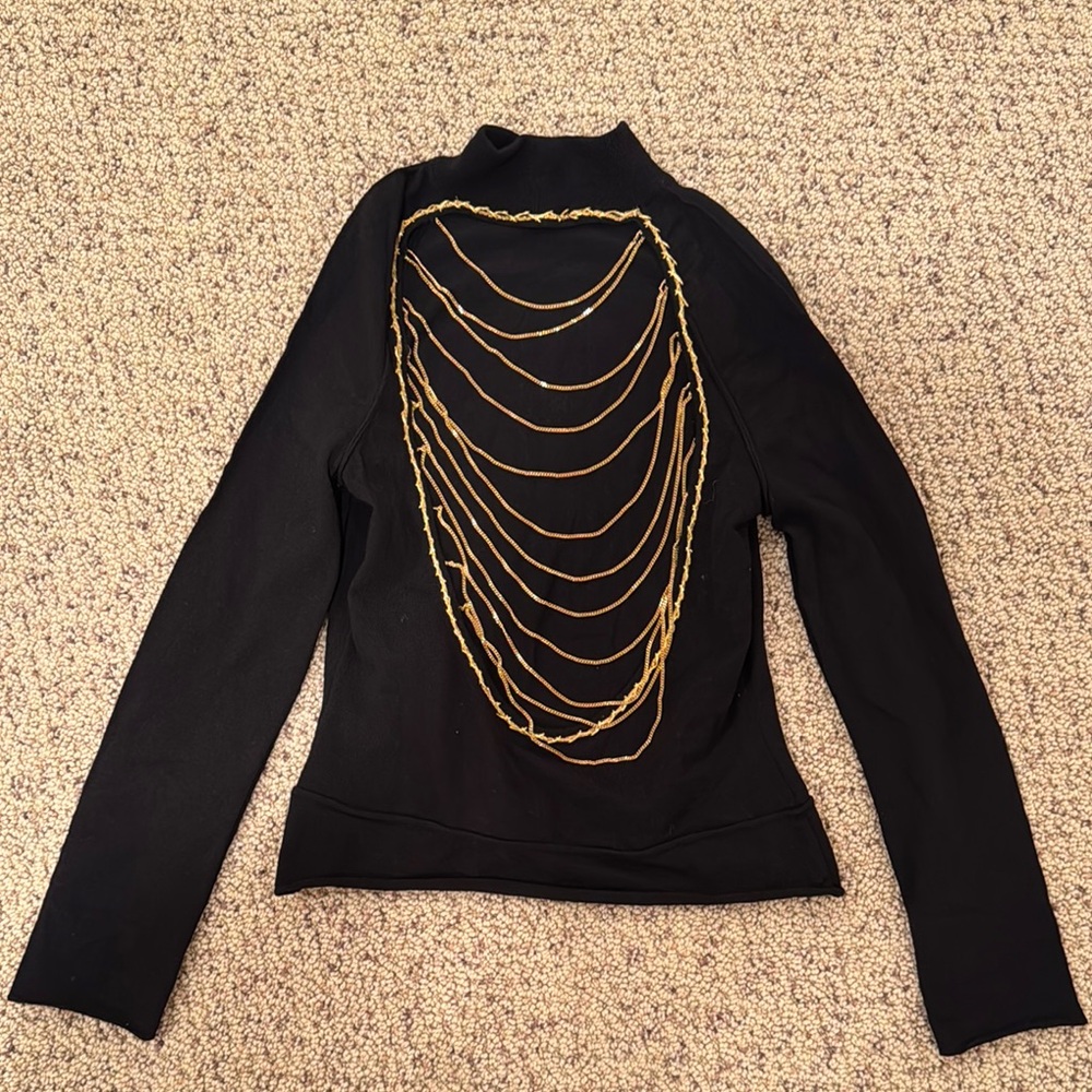 Roberto Cavalli Black Women's Sweater Top With open back & chain detail Size XL